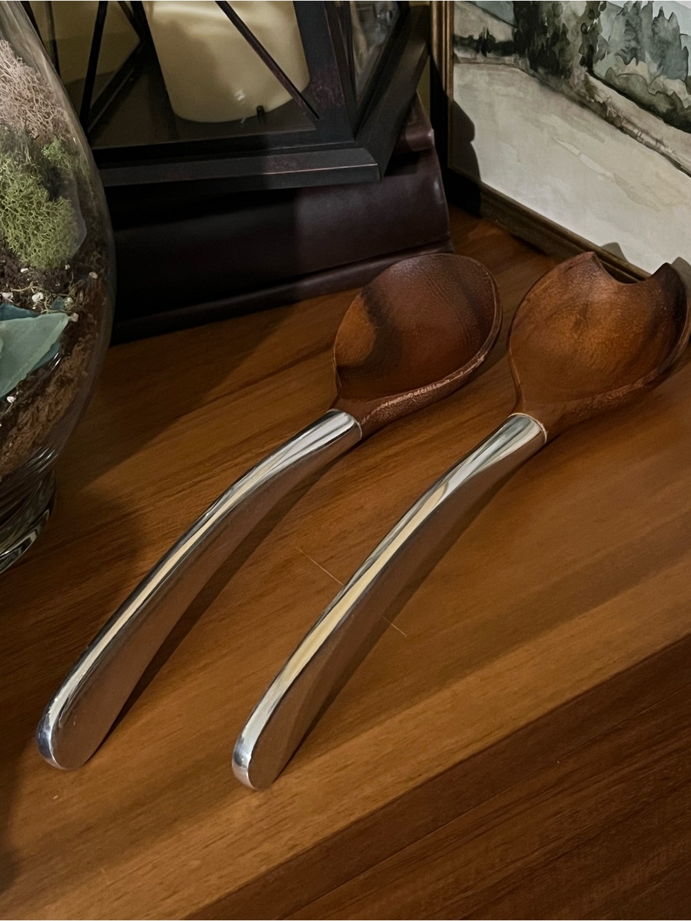 Nambe Luna Salad Servers Spoons Only